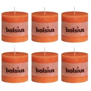 Bolsius Rustic Pillar Candles 6 pcs 100x100 mm Orange