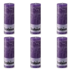 Bolsius Rustic Pillar Candle 190 x 68 mm Purple 6 pcs