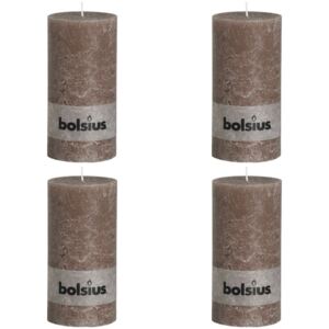 Bolsius Rustic Pillar Candle 200x100 mm Taupe 4 pcs