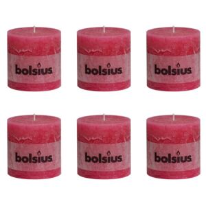 Bolsius Rustic Pillar Candles 6 pcs 100x100 mm Fuchsia
