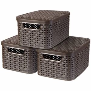 Curver Style Storage Box with Lid 3 pcs Size S Brown 240646