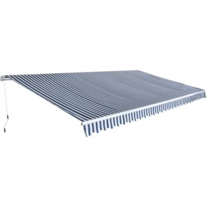 VidaXL Folding Awning Manual-Operated 600 cm Blue and White