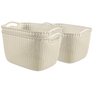 Curver Knit Baskets 3 pcs Rectangular Size L White 240628