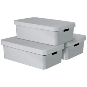 Curver Infinity Storage Box with Lid 3 pcs 30 L Grey 240681