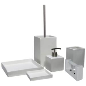L'Aqua 6 Piece Bathroom Accessory Set Square White Ceramic