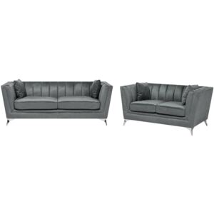 Beliani Velvet Sofa Set Grey Gaula