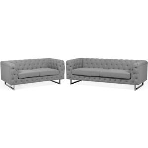 Beliani Fabric Sofa Set Grey Vissland