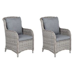 Beliani Set Of 2 Faux Rattan Garden Chairs Grey Cascais