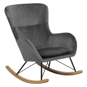 Beliani Velvet Rocking Chair Dark Grey Ellan