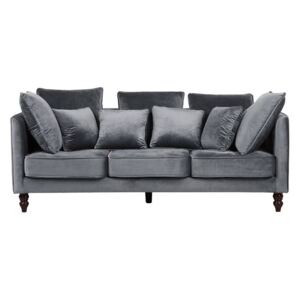 Beliani 3 Seater Velvet Sofa Grey Fenstad