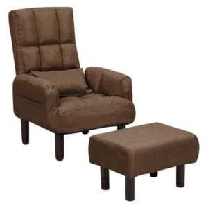 Beliani Fabric Recliner Chair With Ottoman Brown Oland