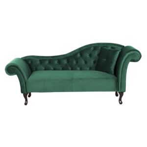 Beliani Right Hand Chaise Lounge Velvet Dark Green LATTES