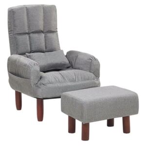 Beliani Fabric Recliner Chair with Ottoman Grey OLAND