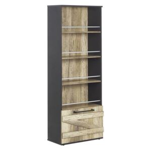 Beliani 4 Tier Bookcase Light Wood with Black SALTER