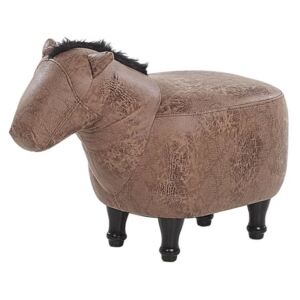 Beliani Fabric Animal Stool Brown HORSE