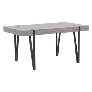 Beliani Dining Table 150 X 90 Cm Concrete Effect With Black Adena