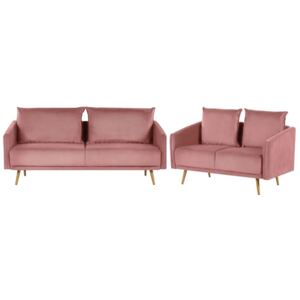 Beliani Velvet Sofa Set Pink MAURA
