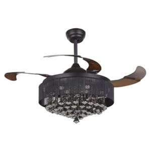 Beliani Retractable Blades Ceiling Fan with Light Black PEEL