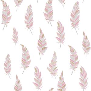 Urban Friends & Coffee Wallpaper Feathers White and Pink