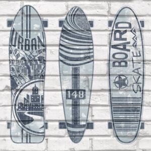 Urban Friends & Coffee Wallpaper Surfboards Blue and White