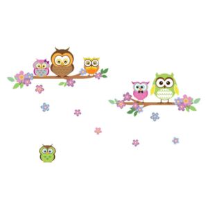 WALPLUS Kids Decoration Sticker Owls and Flowers 100x60cm Multicolour
