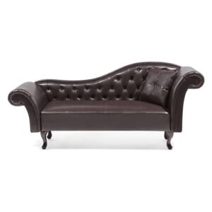 Beliani Right Hand Faux Leather Chaise Lounge Brown LATTES