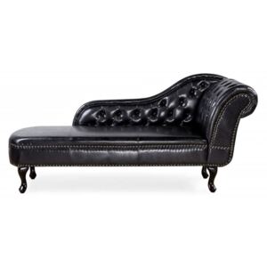 Beliani Right Hand Chaise Lounge Faux Leather Black NIMES