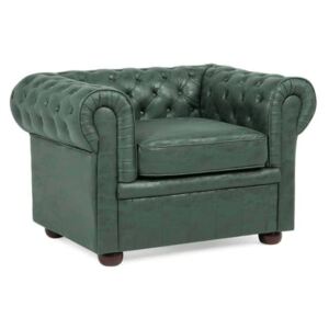 Beliani Faux Leather Armchair Green Chesterfield