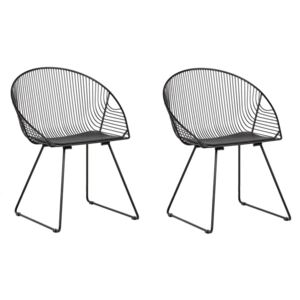 Beliani Set Of 2 Metal Accent Chairs Black Aurora