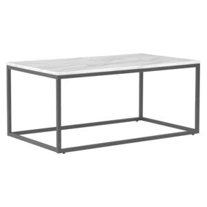 Beliani Coffee Table White Marble Effect With Black Delano