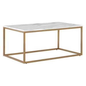 Beliani Coffee Table White Marble Effect With Gold Delano
