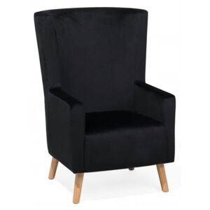 Beliani Velvet Wingback Chair Black Oneida