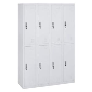 Beliani 2 Tier 8 Door Metal Storage Cabinet White Baikal