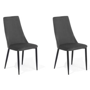Beliani Set Of 2 Velvet Dining Chairs Grey Clayton