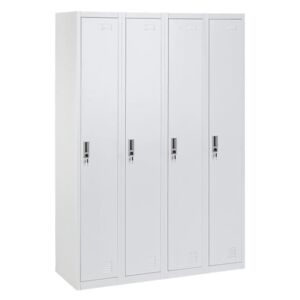 Beliani 4 Door Metal Storage Cabinet White Mamry