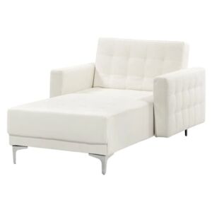 Beliani Faux Leather Chaise Lounge White ABERDEEN