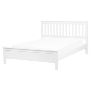 Beliani Wooden Eu Double Size Bed White Mayenne