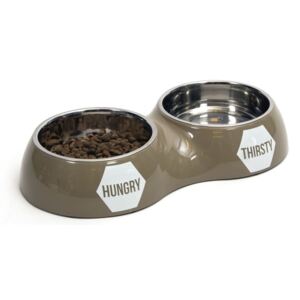 51DEGREES NORTH Double Feeding/Drinking Bowl L 2 x 750ml Taupe