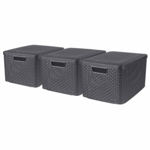 Curver Style Storage Boxes with Lid 3 pcs Size L Anthracite