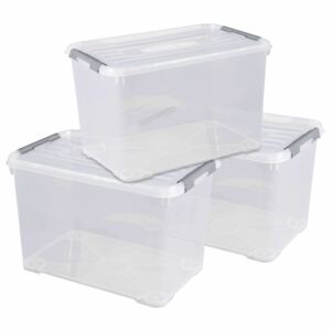 Curver Handy+ Storage Box Set 3 pcs with Lid 35L Transparant