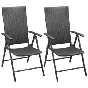 VidaXL Stackable Garden Chairs 2 pcs Poly Rattan Black
