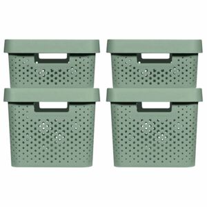 Curver Infinity Storage Box Set 4 pcs with Lid 11L+17L Green