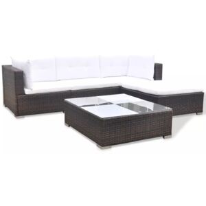 VidaXL 5 Piece Garden Lounge Set with Cushions Poly Rattan Brown