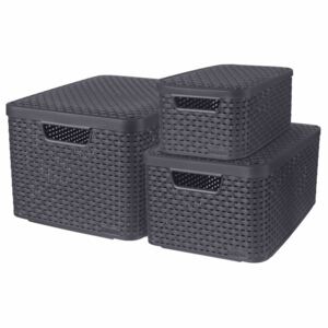 Curver Style Storage Boxes with Lid 3 pcs Size S+M+L Anthracite