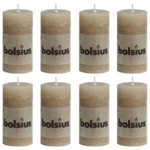 Bolsius Rustic Pillar Candles 8 pcs 100x50 mm Pastel Beige