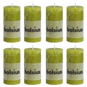Bolsius Rustic Pillar Candles 8 pcs 100x50 mm Moss Green