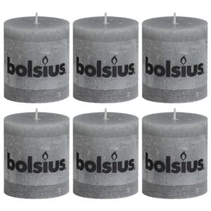 Bolsius Rustic Pillar Candles 6 pcs 80x68 mm Light Grey