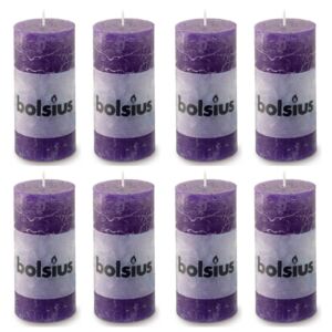 Bolsius Rustic Pillar Candles 8 pcs 100x50 mm Purple