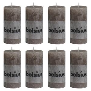 Bolsius Rustic Pillar Candles 8 pcs 100x50 mm Taupe