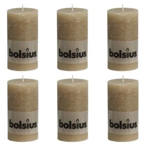 Bolsius Rustic Pillar Candles 6 pcs 130x68 mm Pastel Beige